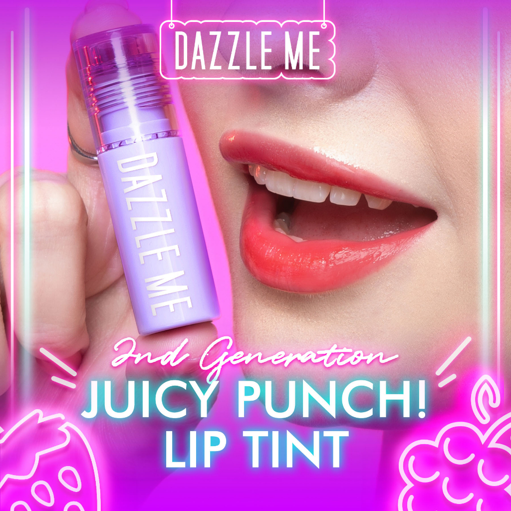 dazzle-me-juicy-punch-lip-tint-2-3g-ลิปทินท์-ติดทนนาน-12ชม-ลิปจิ๋ว-สีไม่หลุดลอก-ไม่ติดแมส