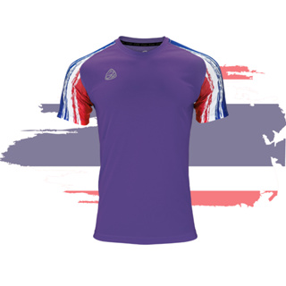 EGO SPORT เสื้อกีฬา EG1018 สีม่วงเข้ม  เสื้อฟุตบอล ลายธงชาติ