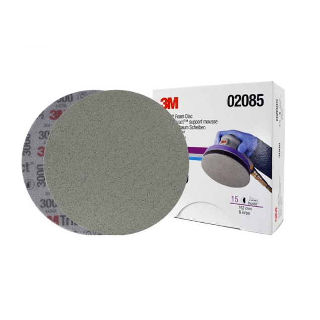 3m-1-กล่อง-15แผ่น-02085-กระดาษทรายกลมไตรแซ็ค-trizact-foam-disc-สำหรับขัดผิวเคลียร์-6-นิ้ว-เบอร์-3000