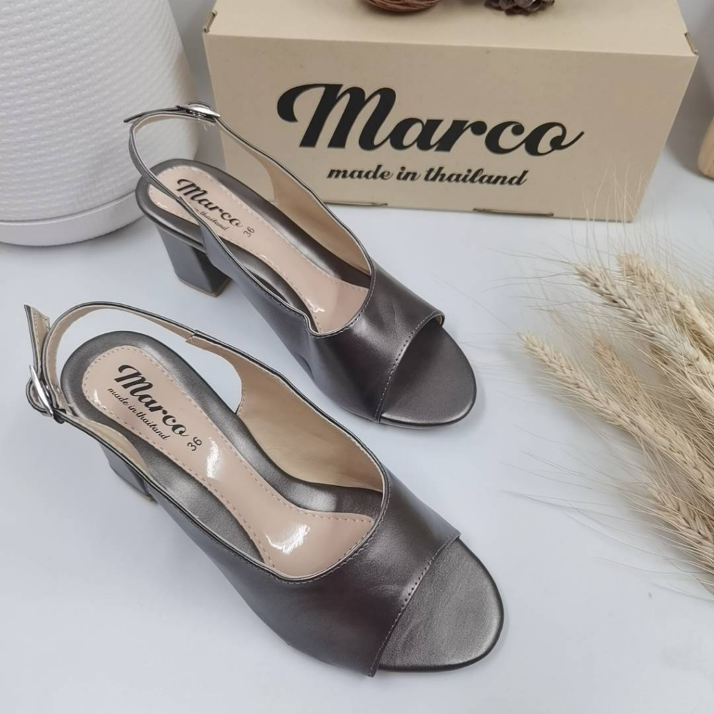 ภาพหน้าปกสินค้ารองเท้าส้นสูง แบรนด์ Marco รุ่น A1006 รองเท้าส้นสูง 2 นิ้ว พร้อมสายรัดส้น ผลิตจากวัสดุเกรดดี จากร้าน marcoband บน Shopee