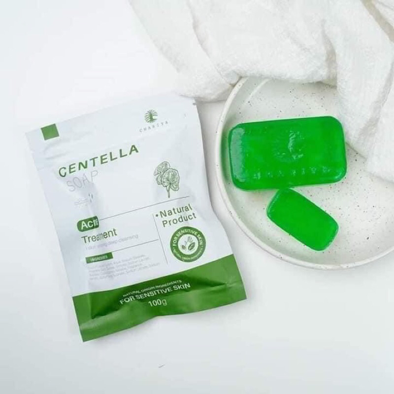 สบู่ใบบัวบกชาริยา-centellasoap-chariya-ขนาด-100-กรัม-มีของแถมทุกออเดอร์