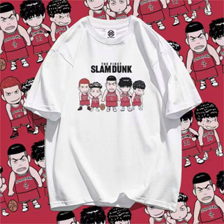 SLAM DUNK เสื้อยืดผ้าฝ้าย แฟชั่นผ้าฝ้ายแขนสั้นสุดฮอตอะนิเมะ Unisex ลายสกรีนคมชัด