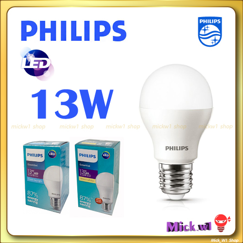 ภาพหน้าปกสินค้าPhilips หลอดไฟ ฟิลิปส์ LED Bulb 13W E27 รุ่น Essential จากร้าน mickw1 บน Shopee