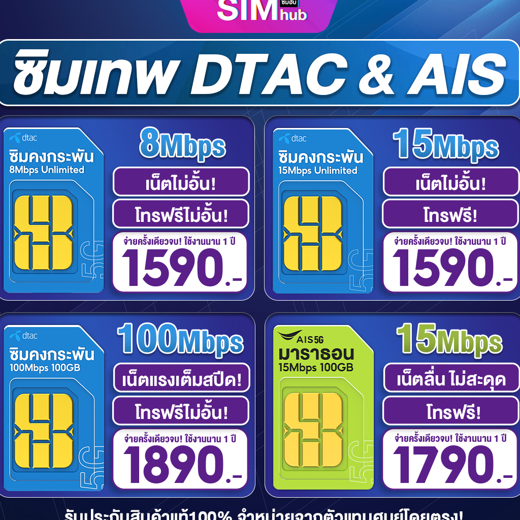 ภาพหน้าปกสินค้า(เน็ตไม่อั้น 1ปี) ซิมเทพดีแทค โทรฟรีทุกเครือข่าย เน็ตไม่มีหมด ซิมคงกระพัน แรง 15Mbps 100Mbps 8Mbps DTAC Sim Dtac ดีแทค