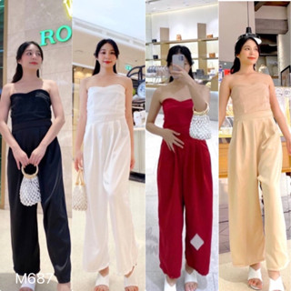 🍒จั้มสูทขายาว เกาะอก M687