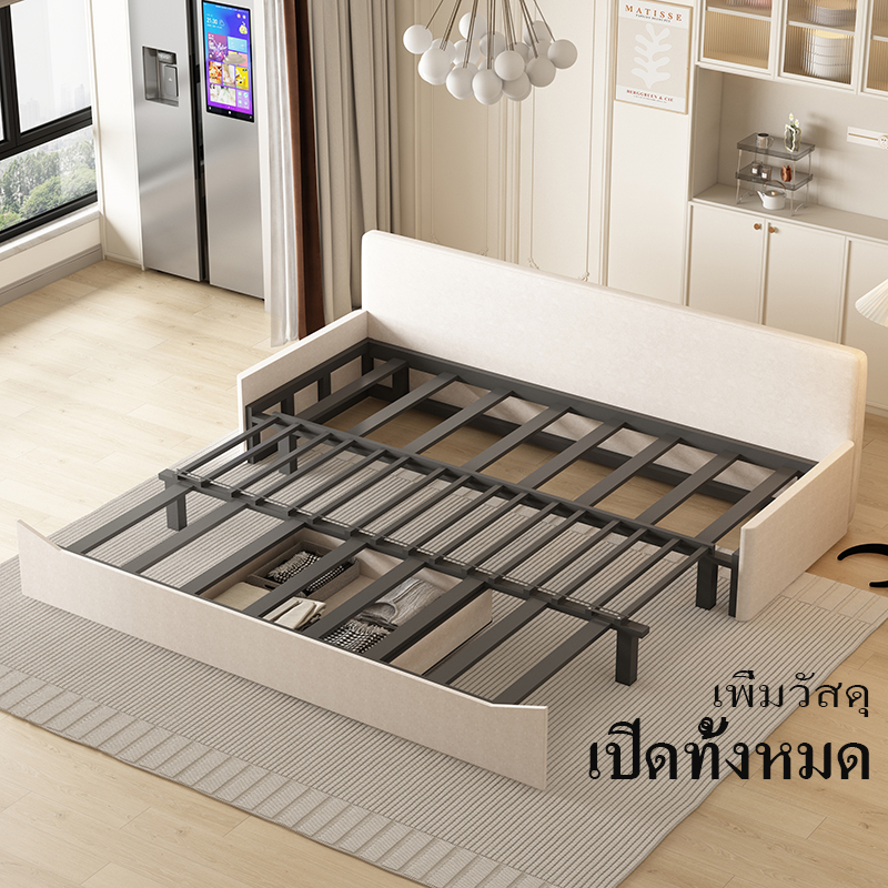 พร้อมส่ง-โซฟาเบด-sofa-bed-โซฟาเลื่อนสไลด์-เตียงนอนโซฟา-โซฟาเตียง-เตียงนอนปรับเป็นโซฟา