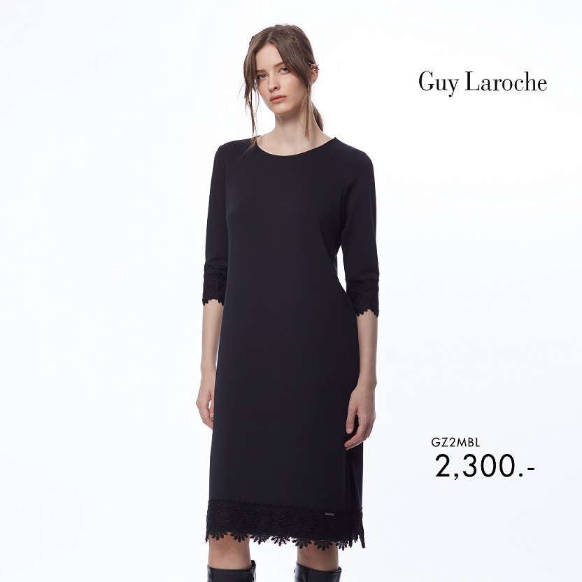 guy-laroche-ชุดเดรส-สีดำ-แขนและชายกระโปรงเป็นลูกไม้-gz2mbl