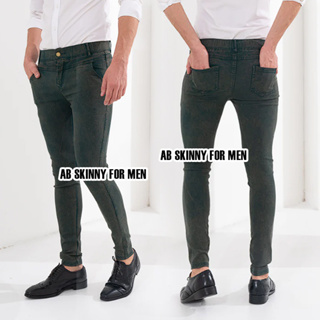 AB Skinny For Men สีเขียวฟอก กางเกงสกินนี่ยีนส์ 16 สี ของแท้ จากเพจดัง 80,000 Like กางเกง AB สกินนี่ยีนส์ ผู้ชาย