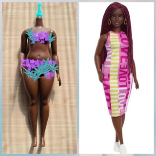 Barbie Fashionistas doll 186 Curvy Body doll ขายตุ๊กตาบาร์บี้แฟชั่นนิสต้าผิวสี อวบ ของใหม่ สินค้าพร้อมส่ง