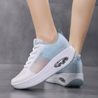RUIDENG รุ่น 82254-สีฟ้า รองเท้ากีฬา รองเท้าออกกำลังกายผู้หญิงเพื่อสุขภาพ ความสูง 5 cm. น้ำหนักเบา นุ่ม ระบายอากาศได้ดี