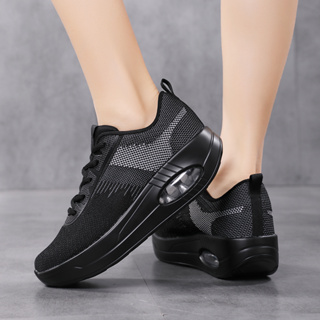 RUIDENG รุ่น 82254-สีดำ รองเท้ากีฬา รองเท้าออกกำลังกายผู้หญิงเพื่อสุขภาพ ความสูง 5 cm. น้ำหนักเบา นุ่ม ระบายอากาศได้ดี