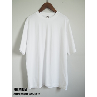 เสื้อยืด คอกลมสีขาว SQUARE premium cotton combed 100% no.32