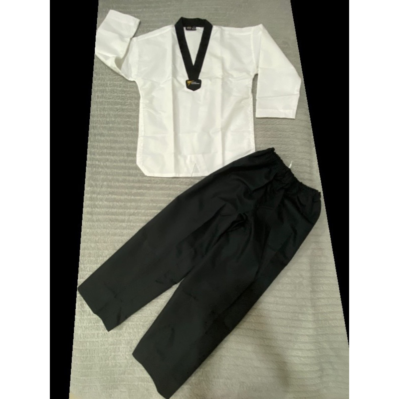 ชุดเทควันโด-ผู้ใหญ่-เบอร์170-เสื้อขาว-กางเกงดำ-ผ้าไดมอนด์เล็ก
