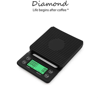 ❤ Diamond Coffee เครื่องชั่งกาแฟดิจิตอล จับเวลา ใช้ถ่าน AAA จอLED (3กก./0.1ก)Coffee Digital Scale เครื่องชั่งกาแฟ