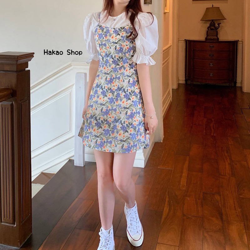 ย้ายห้องปล่อยต่อ-mini-flower-dress-เป็นเซต2ชิ้น