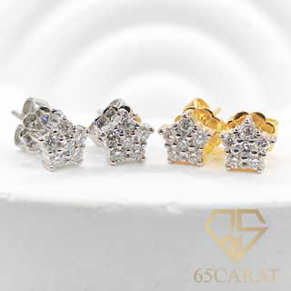 65Carat - ต่างหูเพชรแท้น้ำ100 เพชรรวม 0.21กะรัต เพชรเบลเยี่ยมคัท