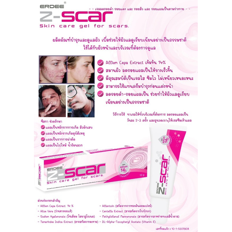 Z-scar ERDEE Zesca 10g เจลทาแผลเป็น รอยสิว รอยดำ แผลผ่าตัด | Shopee ...