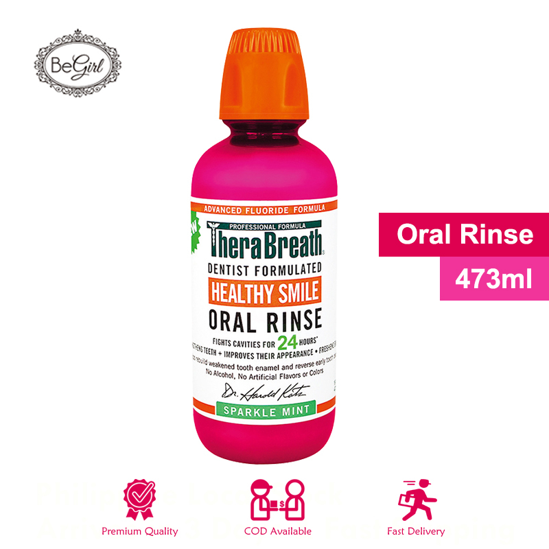 น้ํายาบ้วนปาก TheraBreath Oral Rinse 473ml สูตรฟลูออไรด์ Healthy Smile Shopee Thailand