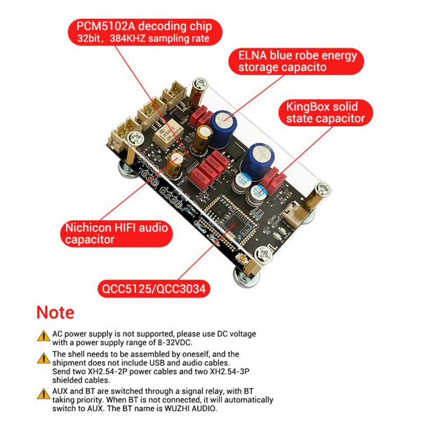 zk-qcc-วอลคอมม์-แท้-บอร์ดถอดรหัสบลูทูธ-คุณภาพเสียงแบบไม่สูญเสีย-aptx-ldac-dc8-32v