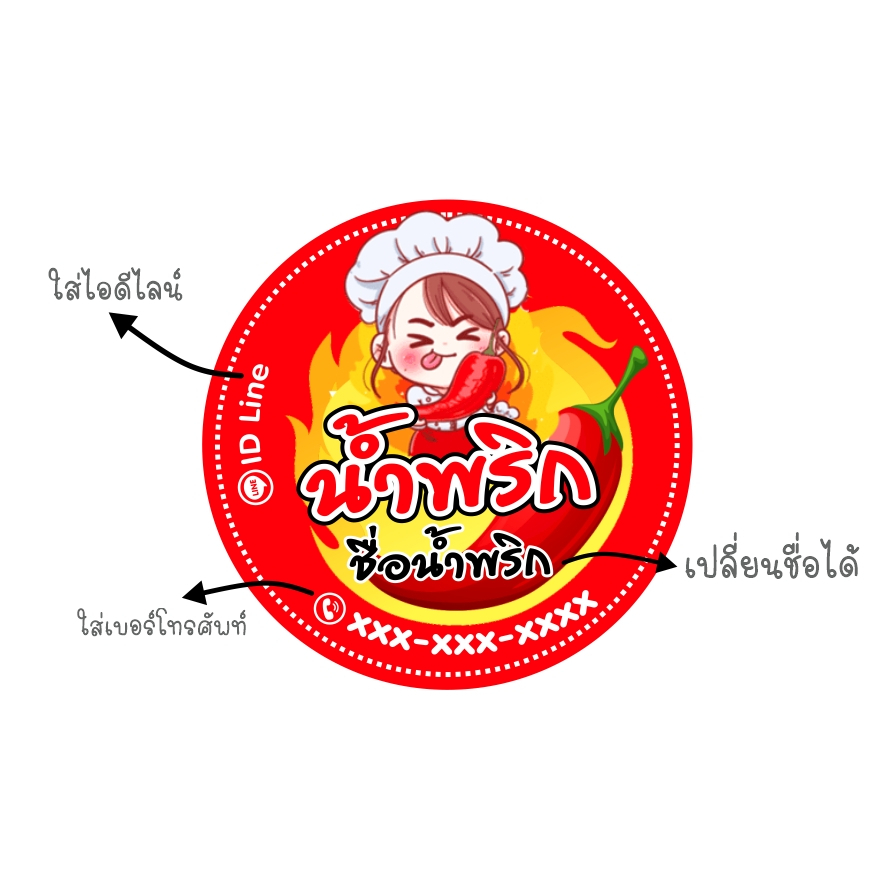 สติ๊กเกอร์ฉลากสินค้า-ติดน้ำพริก-เปลี่ยนข้อความได้-จัดส่งเร็ว