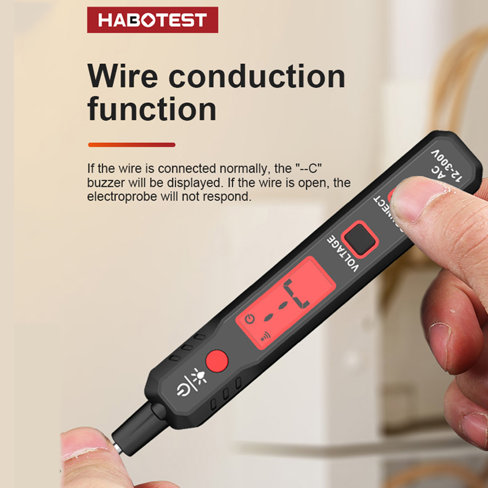 habotest-ht89-เครื่องทดสอบแรงดันไฟฟ้า-ac-12-300v-เครื่องตรวจจับแรงดันไฟฟ้าแบบไม่สัมผัส-non-contact-voltage-tester