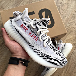 adidas originals yeez boost 350 v2 black zebra Black and white style Running shoes Authentic 100% Sports shoes