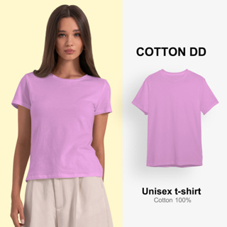 เสื้อยืด สีชมพูอ่อน คอกลม เนื้อนุ่มใส่สบาย Unisex t-shirt cotton100% สินค้าพร้อมส่ง