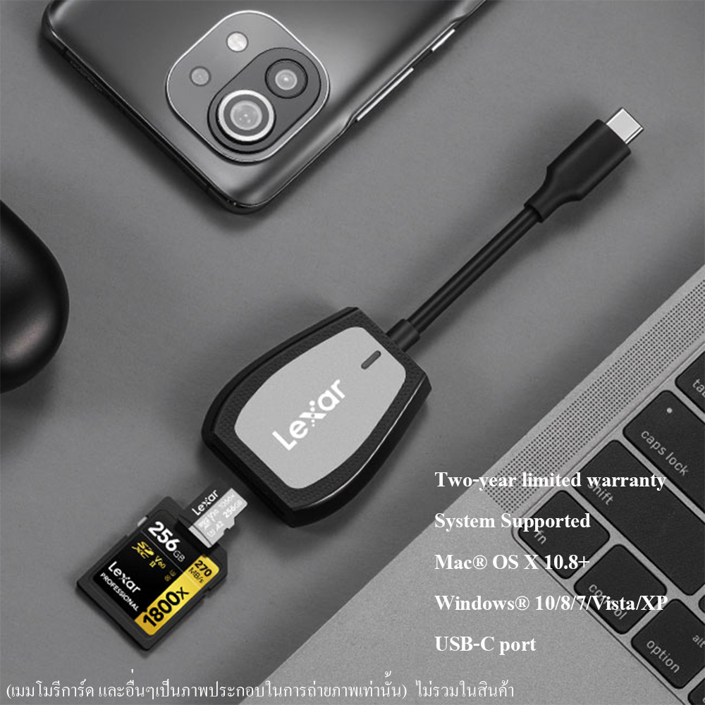Lexar Professionele Dual Slot Reader met USB-C aansluiting voor SD en microSD UHS-I kaarten zwart