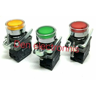 สวิตช์ กดปล่อย 22mm มีไฟLED 220VAC/24VDC PUSHBUTTON SWITCH แดง,เขียว,เหลือง