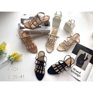 Niwa shoes รองเท้าสตรี ส้นสูง รหัสP-01 หนังPU นิ่ม ใส่สบาย ลายตาข่าย