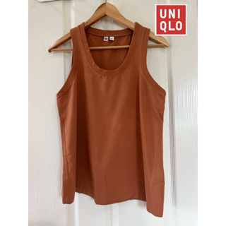 🍍 UNIQLO  x  cotton x UUU Collection เสื้อกล้ามสีชาไทย • อก 36 ยาว 23 ป้าย S