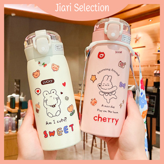 Jiari Selection【💥ขายเทน้ำเทท่า💥】ใหม่การเก็บรักษาความร้อนที่สะดวกสแตนเลส 304 350ml/500ml แถมฟรีสติ๊กเกอร์➕สายสะพาย