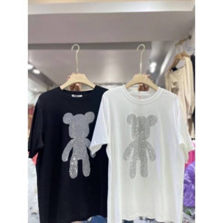 เสื้อยืดรีดเพชรลายหมีเต็มตัว🧸ป้าย its me basic