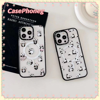 🍑CasePhoneg🍑ป้องกันการหล่น ขอบดำ 11 14 pro max หมีแพนด้า รุ่นคู่ น่ารัก เคสใส การ์ตูน เรียบง่าย case for iPhone 12 13