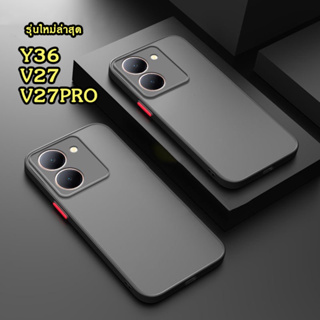 ตรงรุ่น เคสสี vivo v27 5g (พร้อมส่งในไทย) เคสกันกระแทก แบบคลุมกล้อง  เคสขอบสีหลังด้าน สำหรับ vivo Y36 v27 pro v27pro