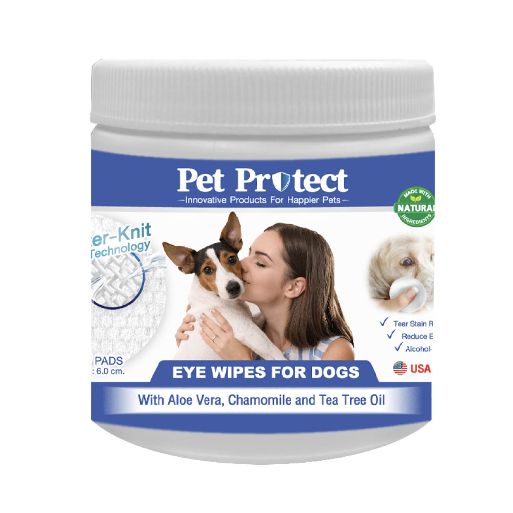 pet-protect-dog-eye-wipes-เพ็ท-โพรเทคท์-ผ้าเปียกเช็ดตาสุนัข-สูตรอ่อนโยน-ช่วยลดคราบน้ำตา-ลดกลิ่นอับ