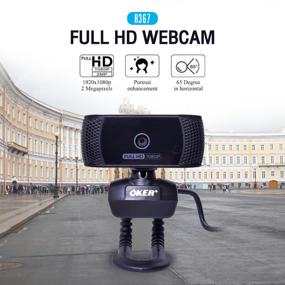 แท้100-oker-a367-web-camera-กล้องเว็บแคม-หัวเสียบ-usb-คุณภาพระดับ-full-hd-webcam-โฟกัสแม่นยำ-หมุนได้-360-องศา-cc-367