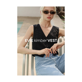 Evie Kimber Vest  เสื้อกั๊กผ้าคอตตอน100%ฉลุลาย สีดำ