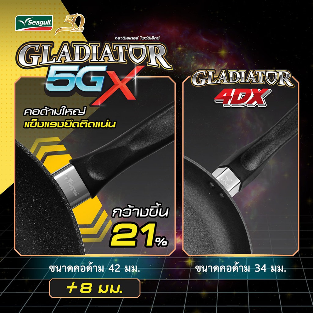 กระทะด้ามกลาดิเอเตอร์-ไฟว์จีเอ็กซ์-gladiator-5gx-กระทะเคลือบ-seagull