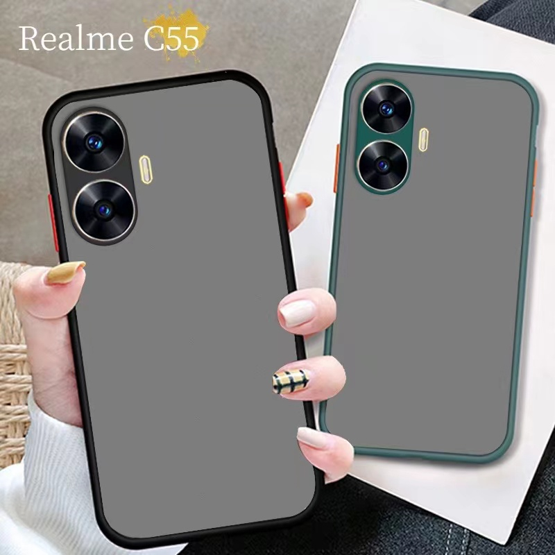รุ่นใหม่-case-realme-c55-กันรอยกล้อง-เรียวมี่-เคสกันกระแทก-ปุ่มสีผิวด้าน-ขอบนิ่มหลังขุ่น-ct-98shop
