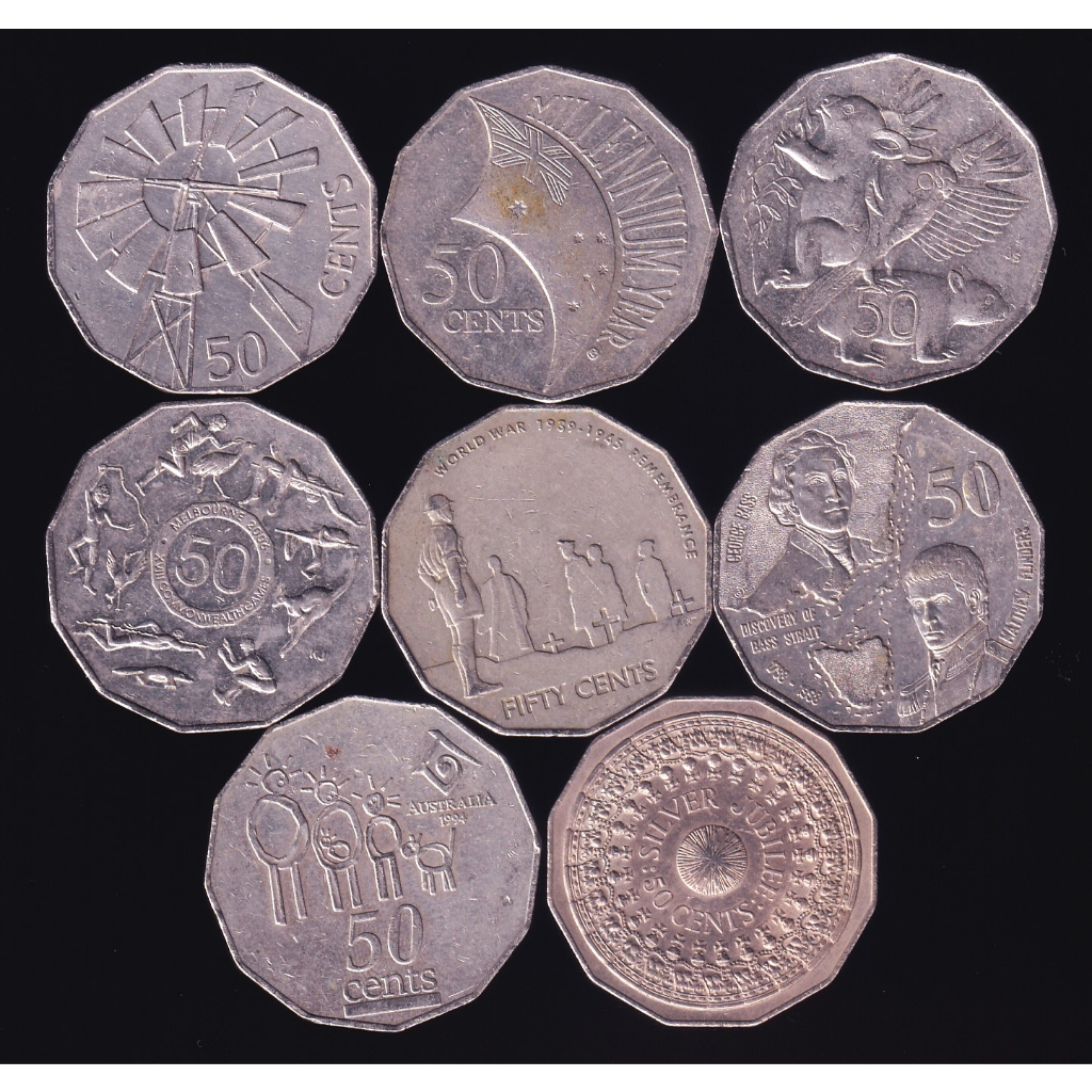 เหรียญ Australia, Commemorative Coins Lot, 50 Cents, 8 Coins LOT, จำนวน