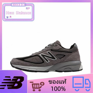 ของแท้ 100% New Balance NB 990 V4 รองเท้าวิ่งลำลองที่ดูดซับแรงกระแทกต่ำ unisex สีเทาเข้ม