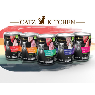 PET8 อาหารแมว ในเยลลี่ 5รสชาติ รุ่น Black cat CATZ KITCHEN หอม อร่อย ทำจากเนื้อปลาแท้ 400g