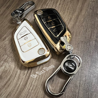 เคสรีโมทแปลง กุญแจพับข้าง ทรง XHORSE VVDI ดำเงาเส้นสีทอง และสีขาวเส้นสีทอง ดูเรียบหรู (Black Gold-Line TPU Key Case)