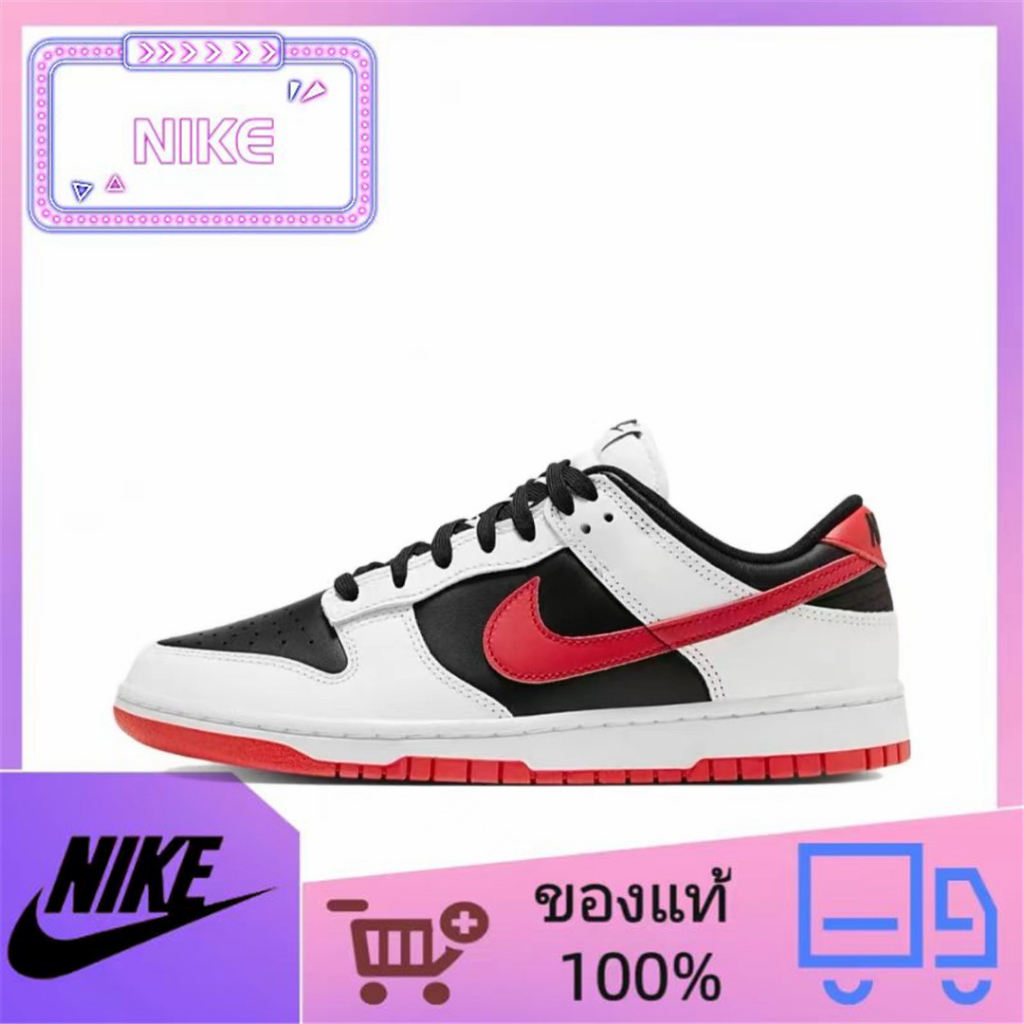 ยิงจริง-nike-sb-dunk-low-black-white-red-รองเท้าวิ่ง-รองเท้า-nike