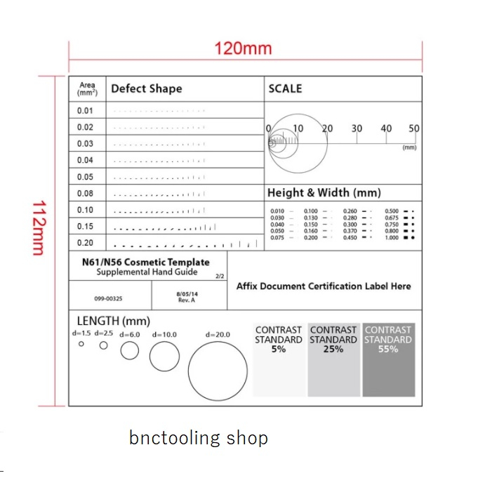 แผ่นใสสำหรับตรวจสอบชิ้นงานdg120-dot-ruler-point-line-ruler-stain-card-film-ruler-caliper-defect-inspection-area-ruler-r