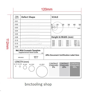 แผ่นใสสำหรับตรวจสอบชิ้นงานDG120, Dot ruler Point line ruler Stain card Film ruler caliper Defect inspection area ruler R
