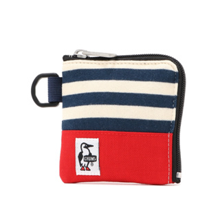 CHUMS SQUARE COIN CASE SWEAT NYLON สี NAVY BORDER/TOMATO - กระเป๋าเงิน กระเป๋าเหรียญ กระเป๋าห้อยคอ