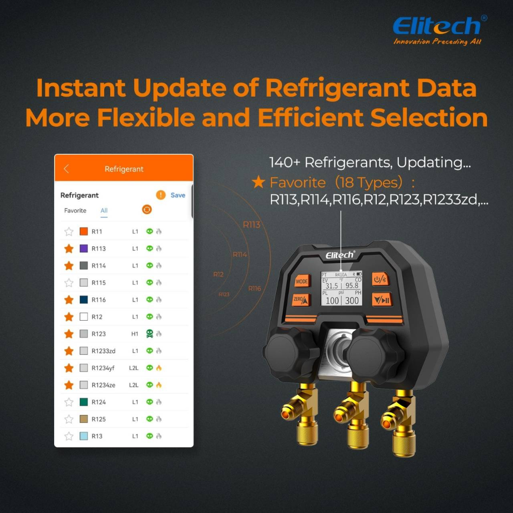 ELITECH รุ่น MS-100 เกจวัดน้ำยาแบบดิจิตอล วัดได้ทุกน้ำยา เช่น R32 R410A ...
