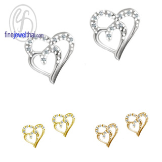 ต่างหู-หัวใจ-ต่างหูเพชร-ต่างหูเงินแท้-ออกแบบพิเศษ-Heart-Diamond CZ-Silver-Earring - E1163cz00p